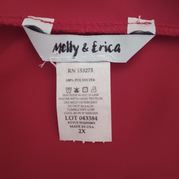 Women Molly & Erica Red Dress Blouse- Size 2X - Picture 3 of 3